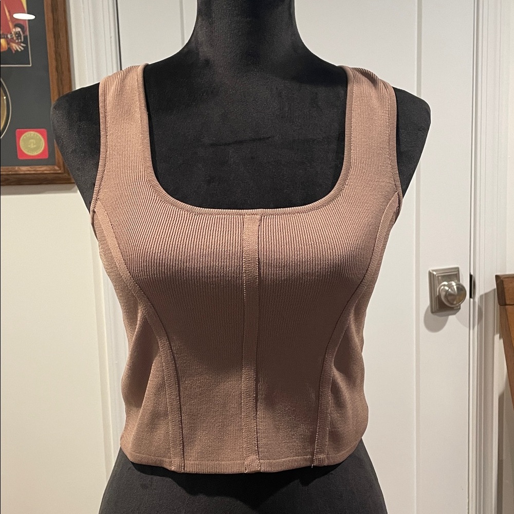 Sincerely Jules Brown Ribbed Tank Top